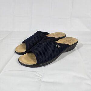 Fly Flot Slip On Slides Knit Sandals Women Size 8 US Blue Anti Shock Leather